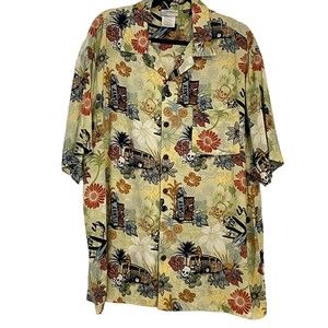 Walt Disney World Hawaiian Shirt Men’s Large Mickey Donald Duck Goofy Surf Board